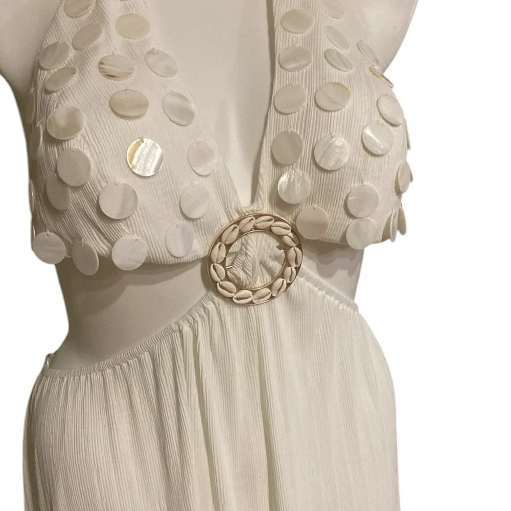 Nova luxe White Evening Wedding Beach Wedding Dress. Size L NWT - Picture 3 of 11